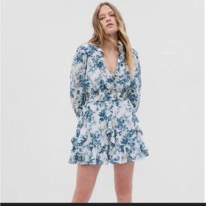 Gap Love Shack Fancy floral mini dress blue floral Medium M